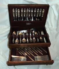 Complete George Jenson Acorn Pattern Sterling Silver Flatware Service Set 98 Pcs