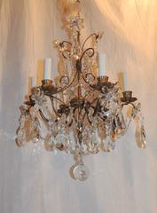 Wonderful Petite Baguès Rock Crystal Beaded Jansen Six-Light Chandelier Fixture