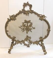 Wonderful French Bronze Gilt Fire Place Screen Filigree & Bows Firescreen