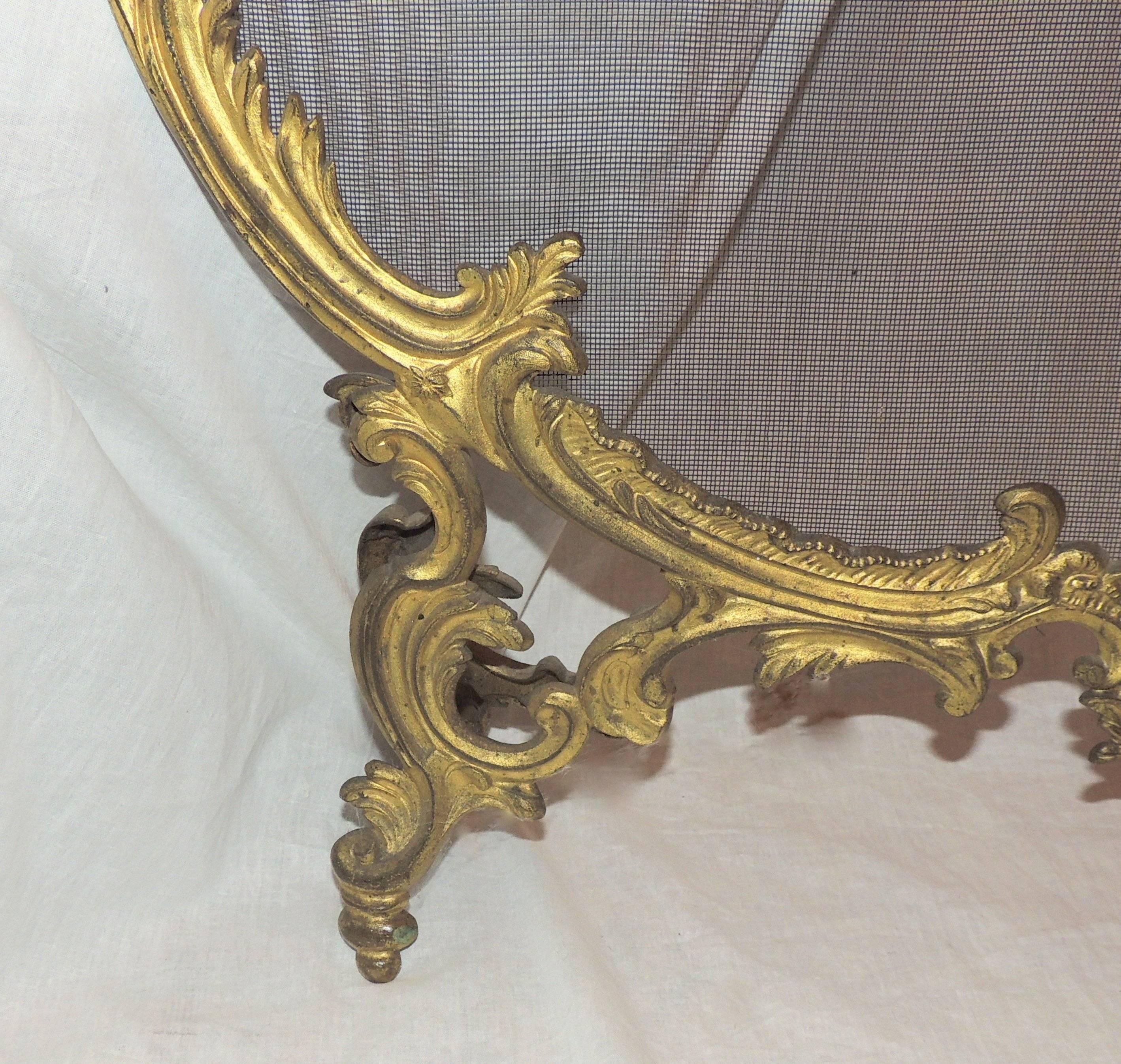 Wonderful French Gilt Doré Bronze Fire Place Screen Trion Of Cherubs Firescreen 1