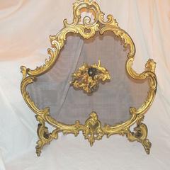 Wonderful French Gilt Doré Bronze Fire Place Screen Trion Of Cherubs Firescreen