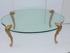 Wonderful P.E Guerin Doré Gilt Bronze Glass Top Oval Louis XV Fine Coffee Table