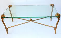 Wonderful P E Guerin Glass Gilt Bronze Coffee Table