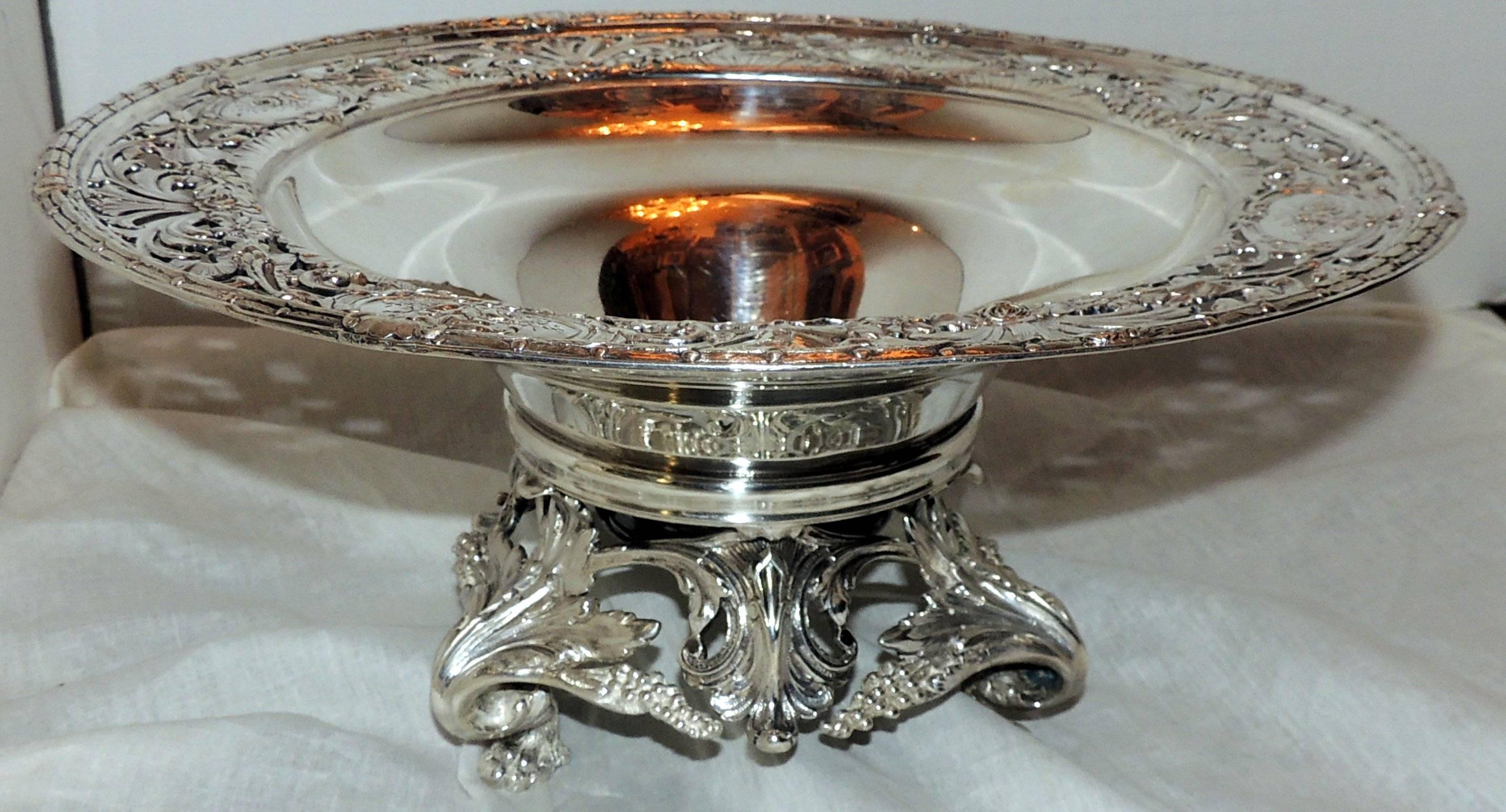 American Monumental Redlich & Co. Sterling Silver Footed Floral Pierced Bowl Centerpiece