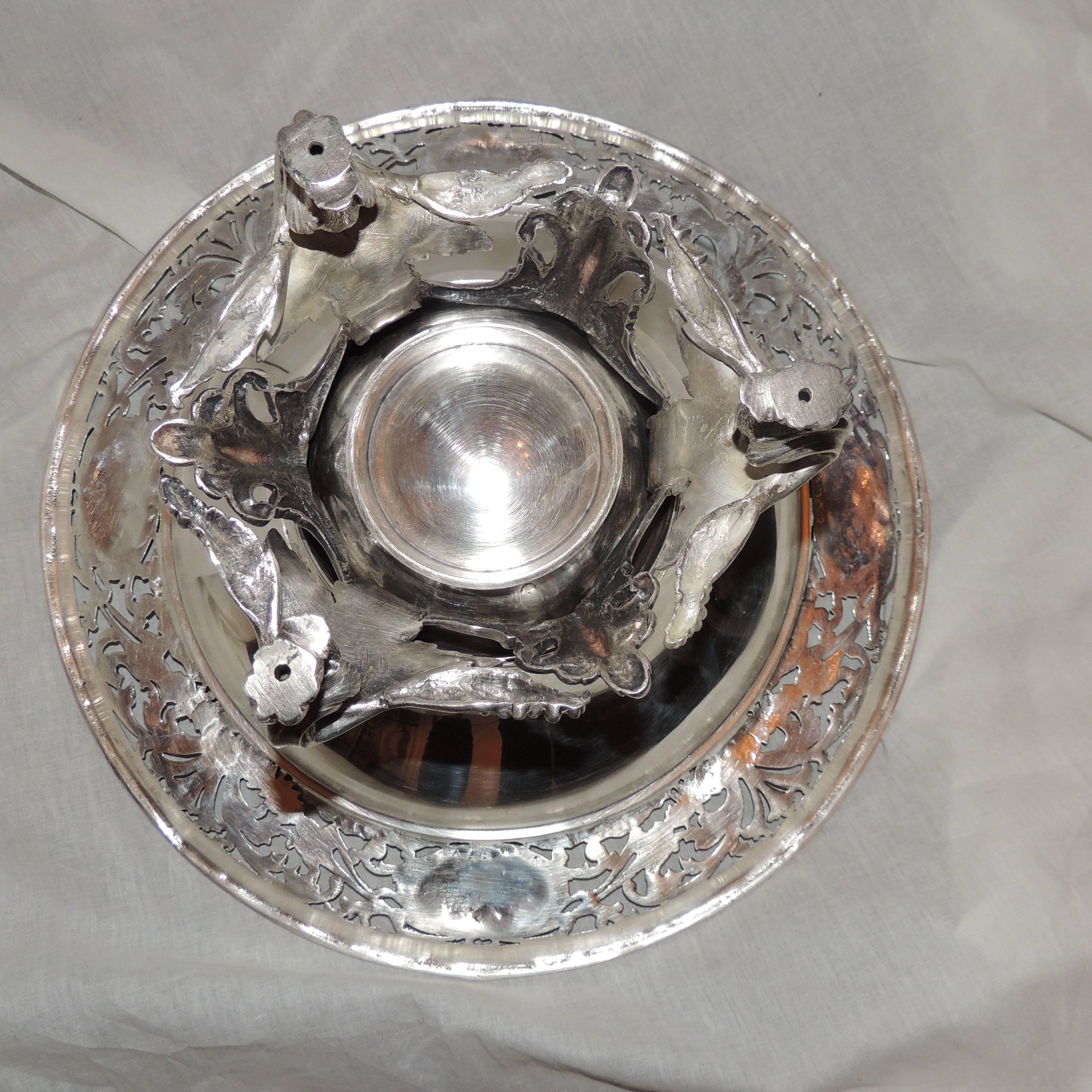 Monumental Redlich & Co. Sterling Silver Footed Floral Pierced Bowl Centerpiece 2