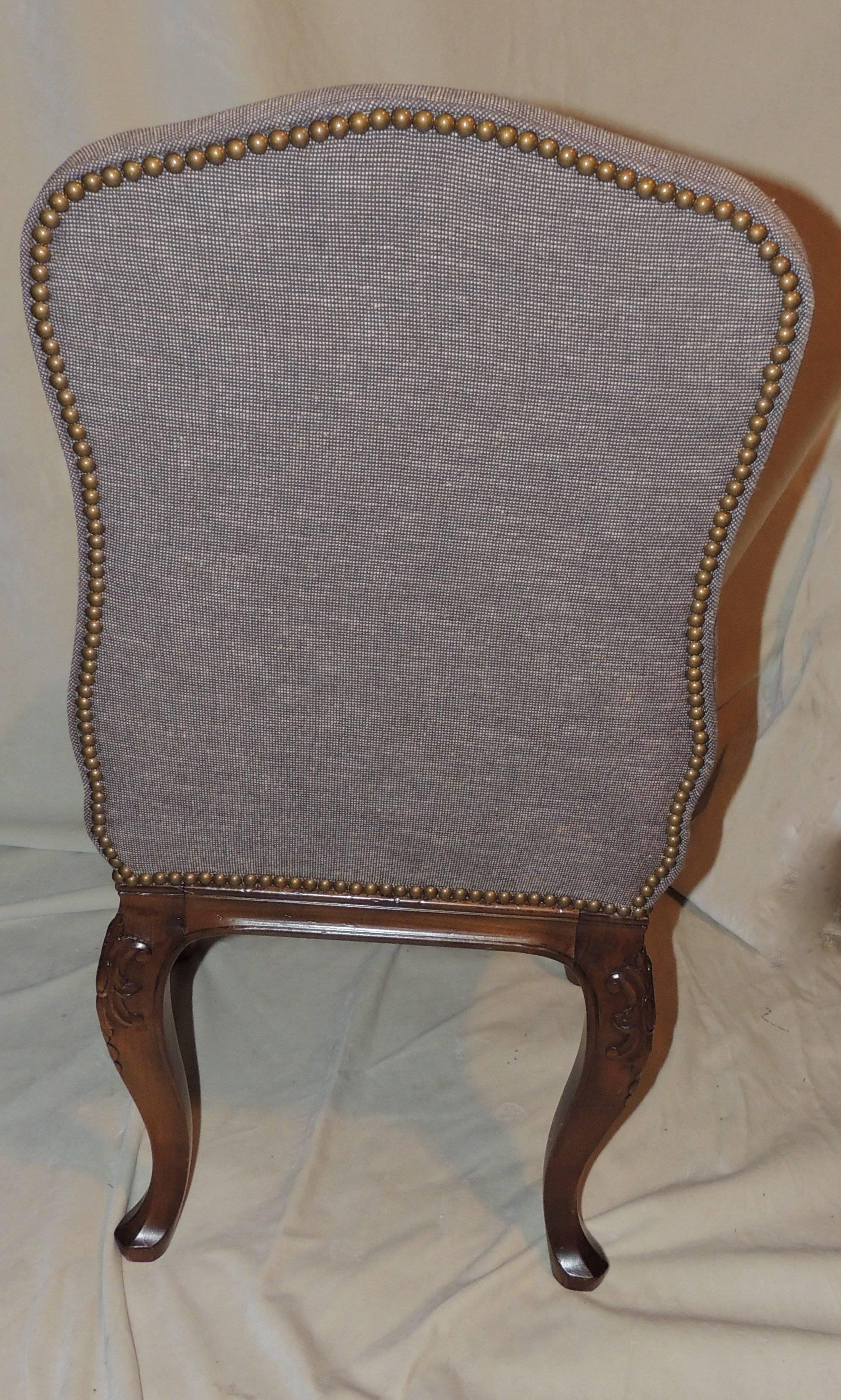 Wonderful Set Eight Formal Carved Upholstered Louis XV Dining Room Chairs Nails 2