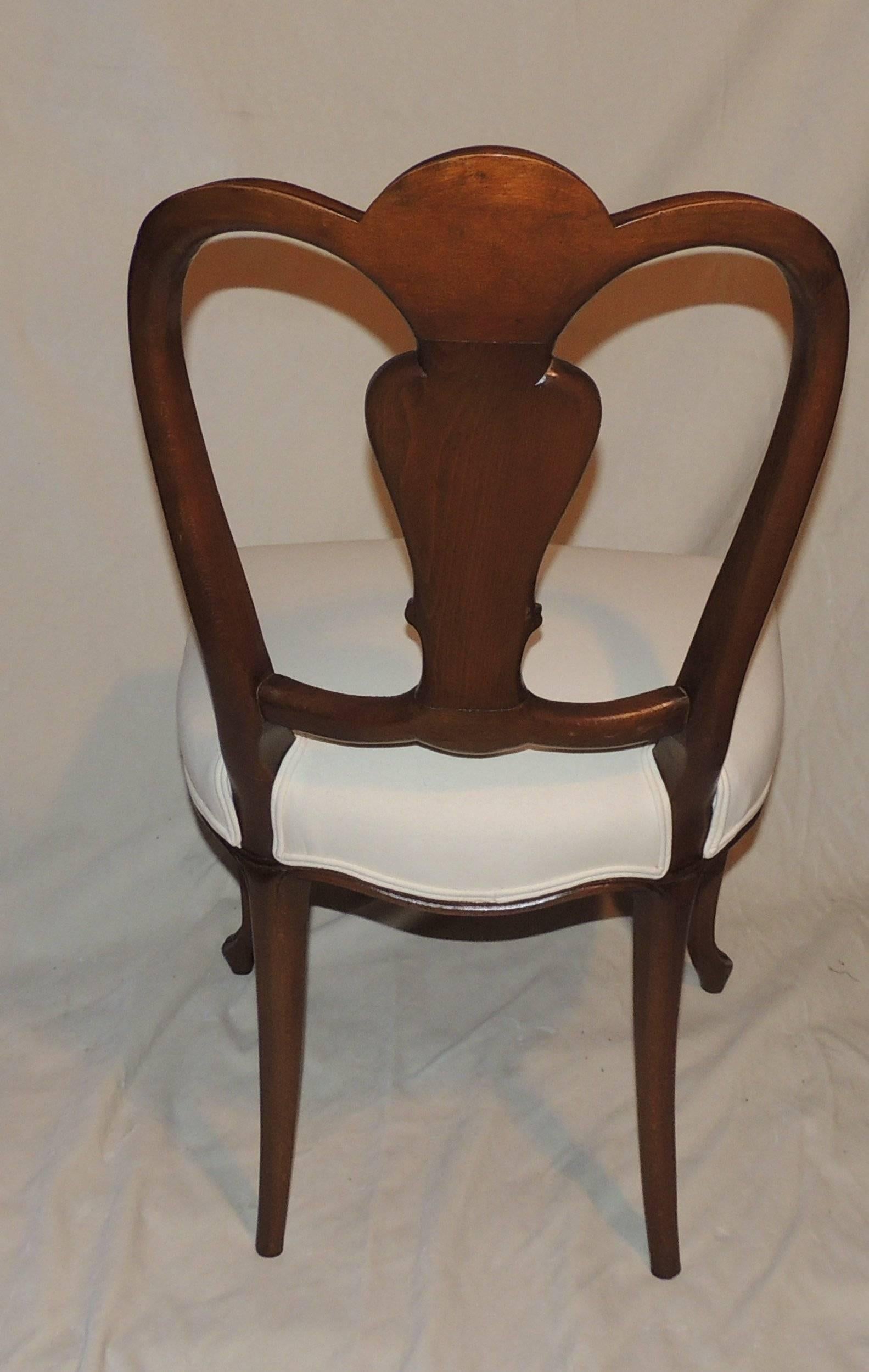 Wood Wonderful Shield Back Set of Six French Leg Carved Back Side Upholstered Chairs