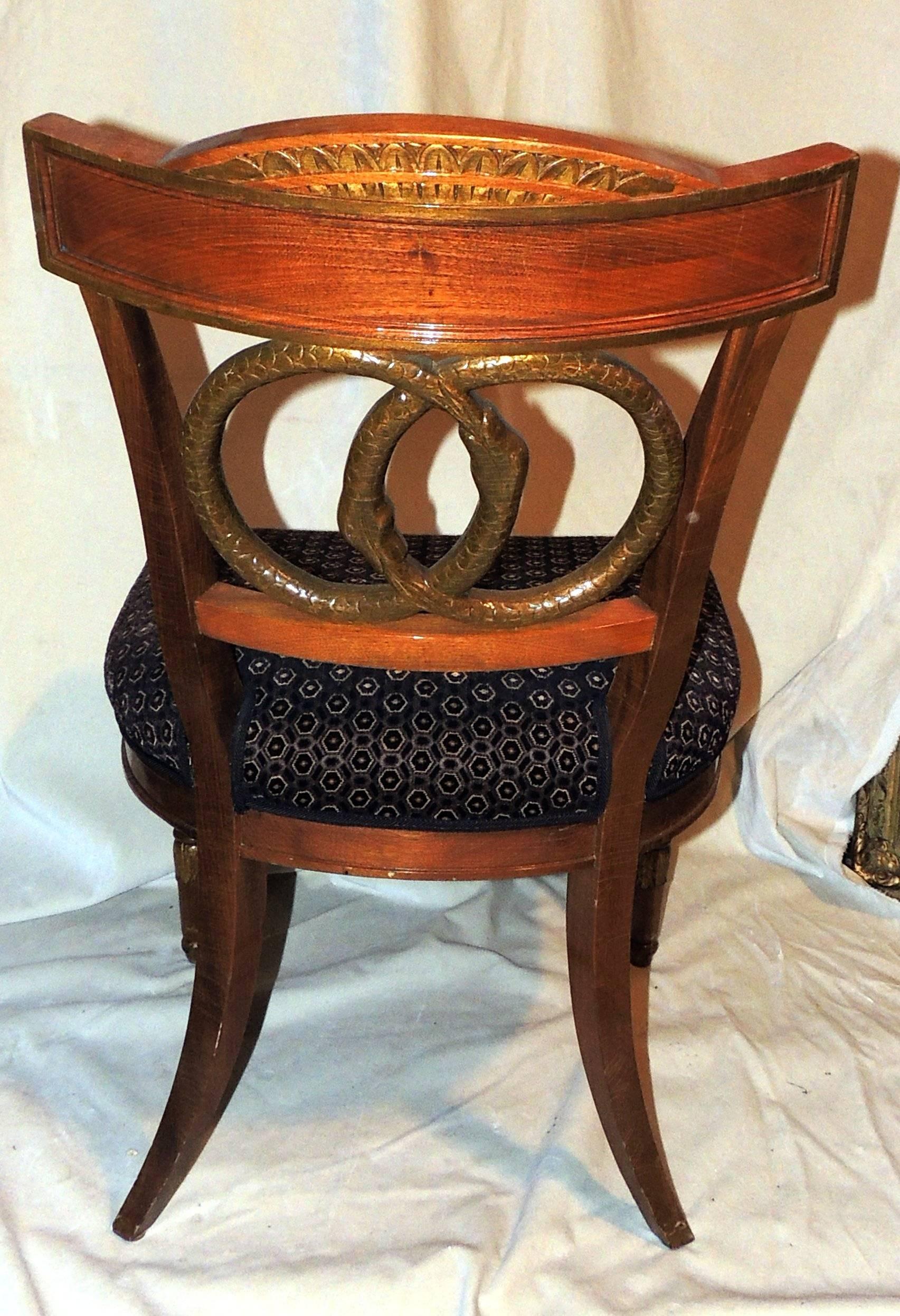 Wonderful Set of Four Regency Upholstered Neoclassical Empire Gilt Side Chairs In Good Condition In Roslyn, NY