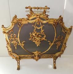 Wonderful French Gilt Dore Cherub Putti Fireplace Swag Bronze Fireplace Screen