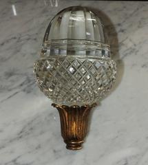 Grand Diamond Beveled Cut Crystal and Dore Bronze Newell Post Banister Finial