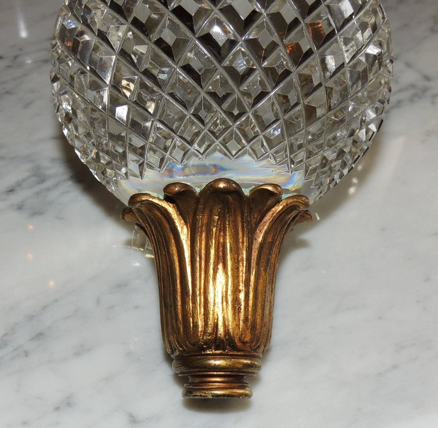 Grand Diamond Beveled Cut Crystal and Dore Bronze Newell Post Banister