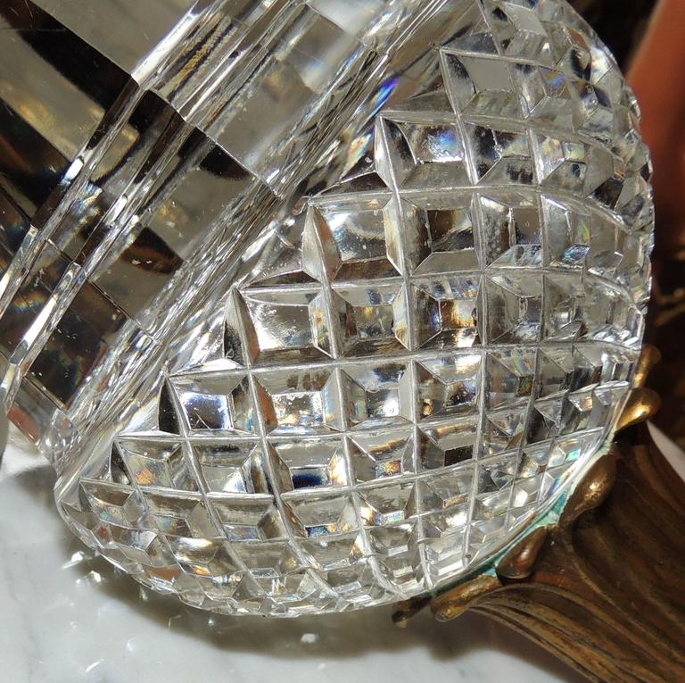 Grand Diamond Beveled Cut Crystal and Dore Bronze Newell Post Banister Finial at 1stDibs glass