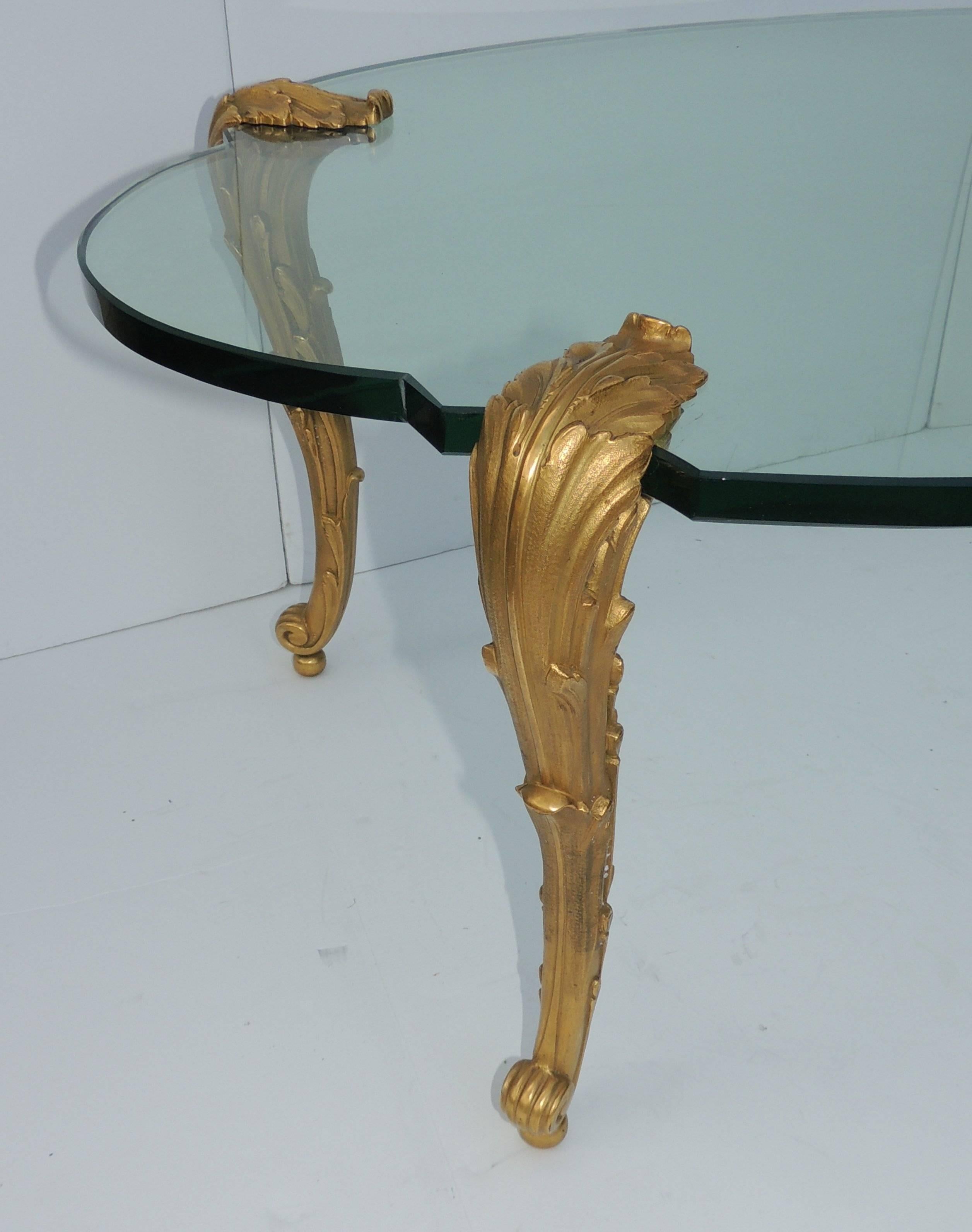 American Wonderful P E Guerin Doré Gilt Bronze Glass Top Oval Louis XV Fine Coffee Table