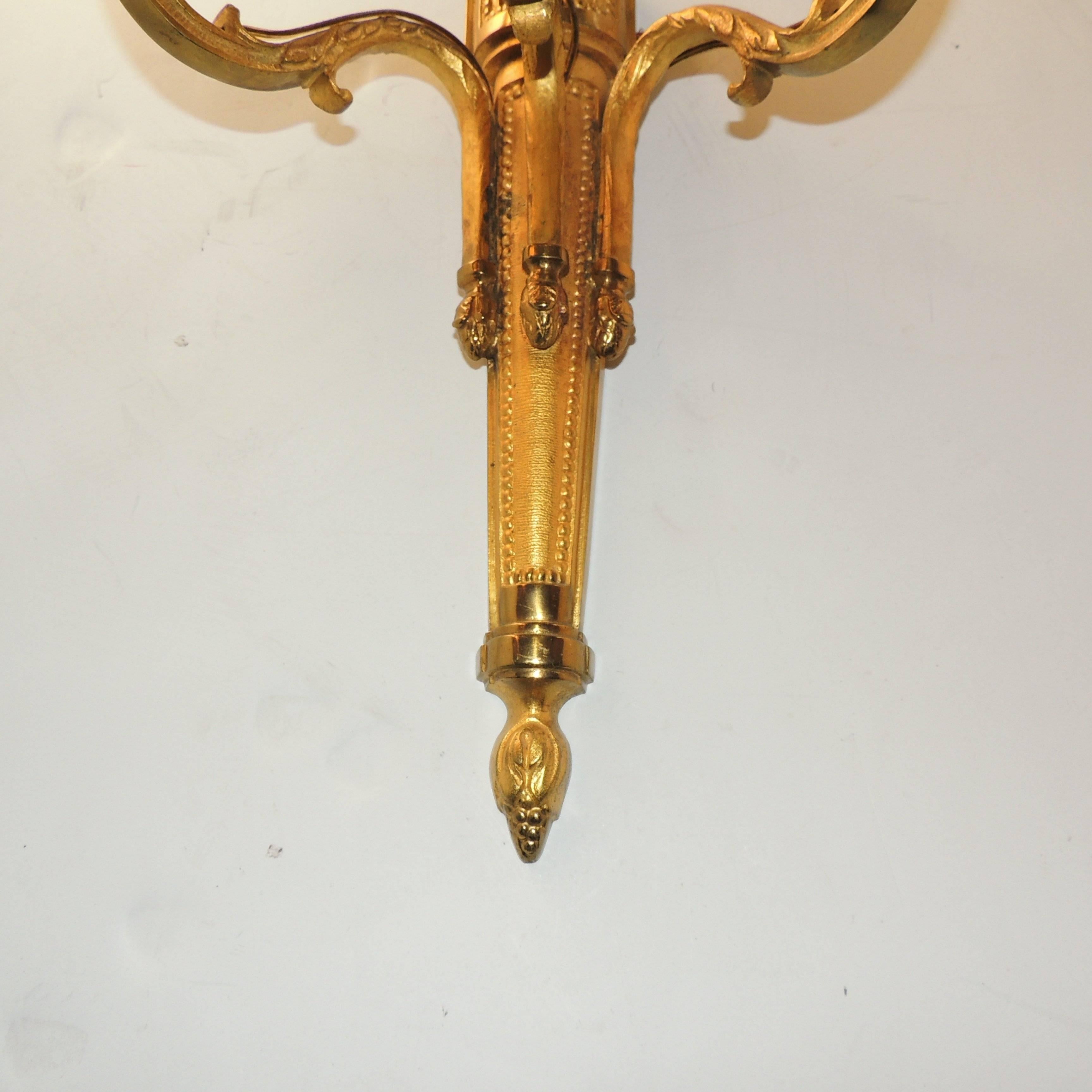 Bronze Wonderful Pair Neoclassical Urn Three-Arm Regency Caldwell Empire Sconces For Sale