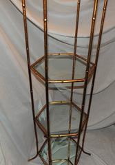 Vintage Mid-Century Bagues Jansen Style Pagoda Tole Gilt Bamboo Etagere