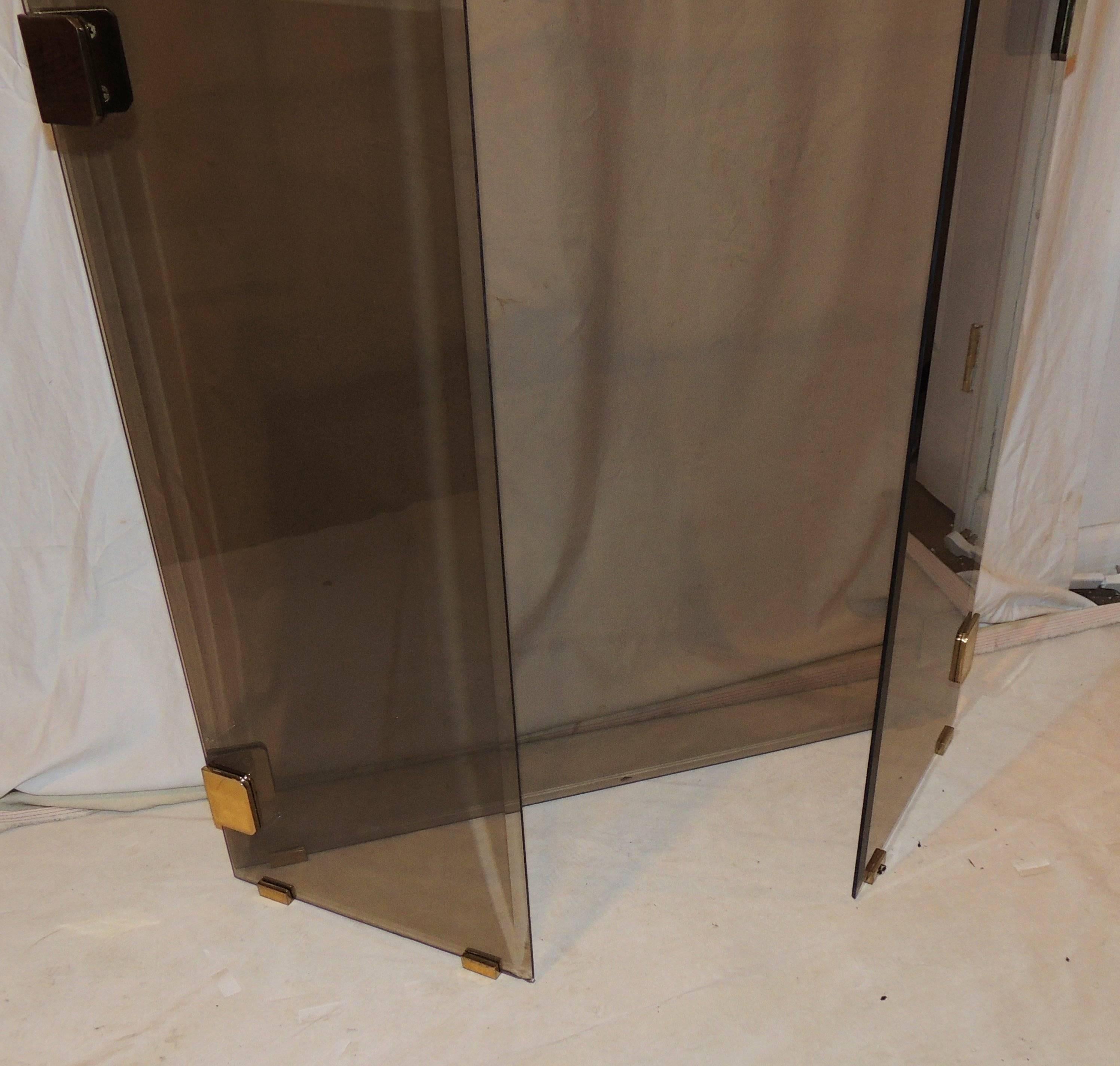beveled glass fireplace screen