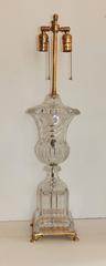 Wonderful Pair Baccarat Crystal Swirl Dore Bronze Urn Neoclassical Regency Lamps