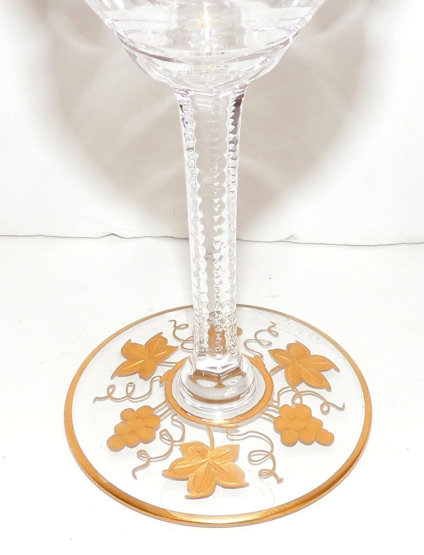Mid-20th Century Wonderful Val St Lambert Pampre D'or 23 Piece Water Wine Crystal Stemware Set