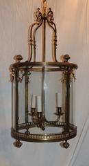 Wonderful French Neoclassical Large Bronze Bow Regency Lantern Fixture Pendent
