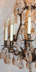 French Bronze Ten-Light Rock Crystal Bird Cage Bagues Patina Chandelier