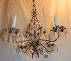 Wonderful Bagues Six-Light Rock Floral Crystal Bronze Transitional Chandelier