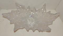 Exquisite Lalique France Large Champs Elysees Leaf Form Centerpiece Crystal Bowl