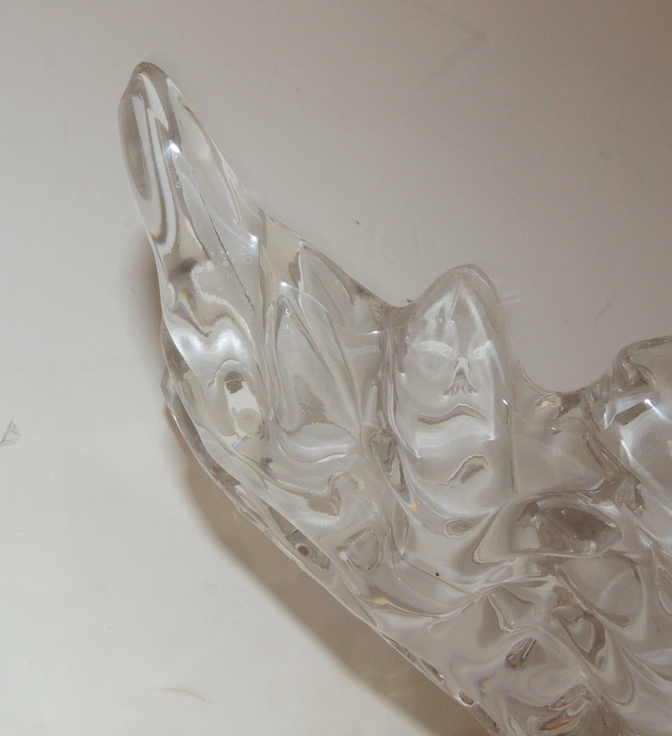 lalique crystal leaf bowl