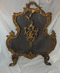 Wonderful French Gilt Bronze Figural Cherub Rococo Fireplace Screen
