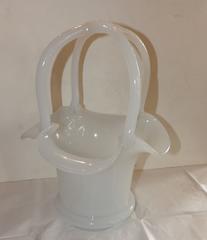 Wonderful Large Opaline Handle Flower Basket Form Vase Centrepiece