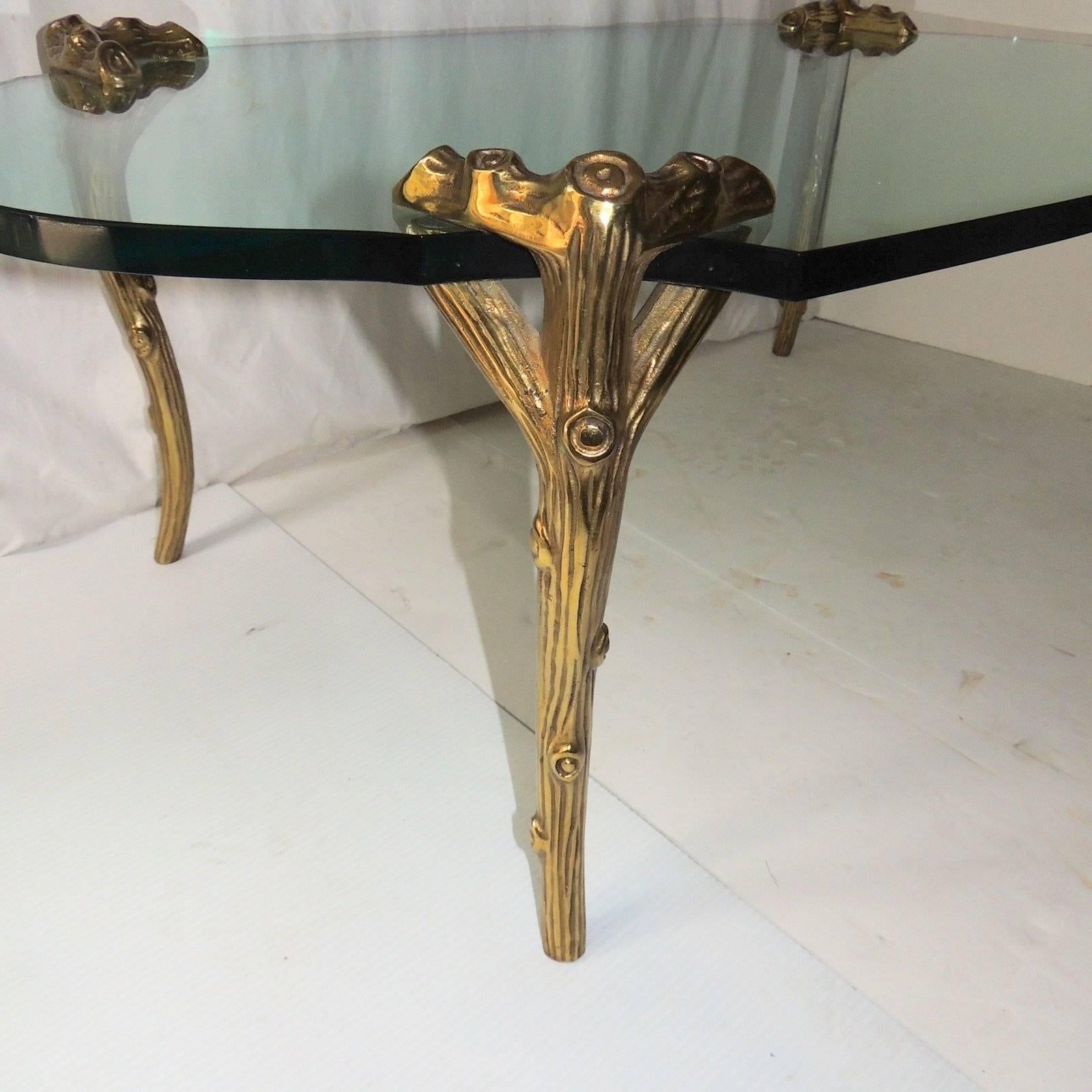 Wonderful French Bronze Glass Coffee Cocktail Table Branch Guerin Bagues Jansen 2