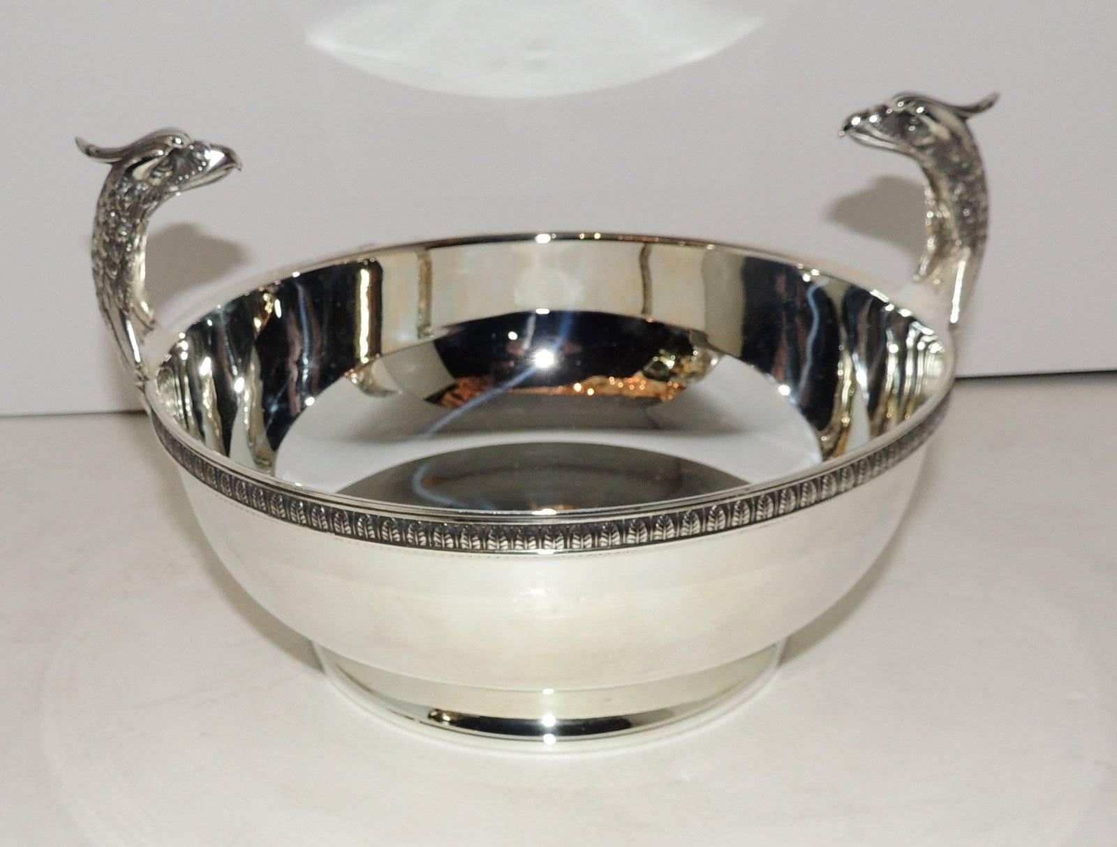 Late 20th Century Fine Christofle Malmaison Pedestal Silver Plate Regency Empire Swan Centrepiece