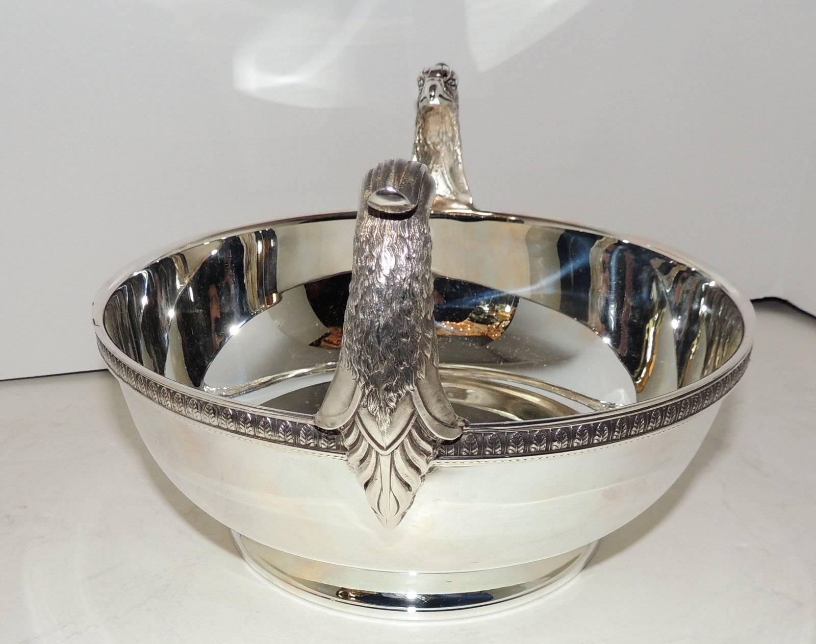 Fine Christofle Malmaison Pedestal Silver Plate Regency Empire Swan Centrepiece 1