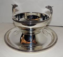 Fine Christofle Malmaison Pedestal Silver Plate Regency Empire Swan Centrepiece