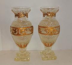 Beautiful Large Pair Baccarat Cut Crystal Ormolu-Mounted Regency Pedestal Vases