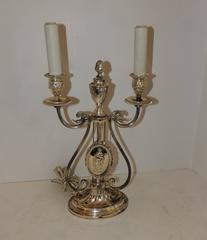 Wonderful E.F. Caldwell Neoclassical Silvered Bronze Candelabra Fine Table Lamp