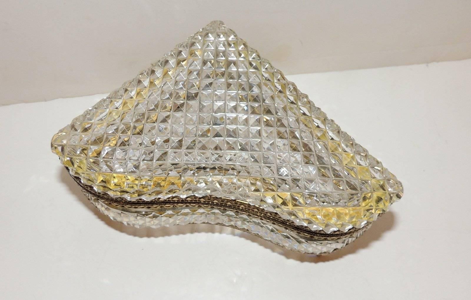 Belle Époque Beautiful French Cut Crystal Dore Gilt Bronze Ormolu-Mounted Piano Box Casket