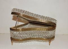 Beautiful French Cut Crystal Dore Gilt Bronze Ormolu-Mounted Piano Box Casket