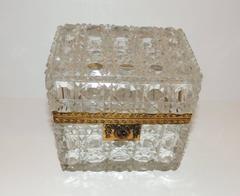 Wonderful French Faceted Cut Crystal Bronze Ormolu-Mounted Casket Jewelry Box
