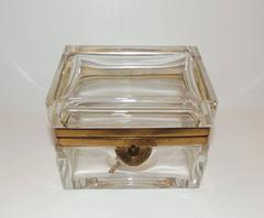 Wonderful French Deco Bronze Crystal Glass Ormolu Mounting Casket Jewelry Box