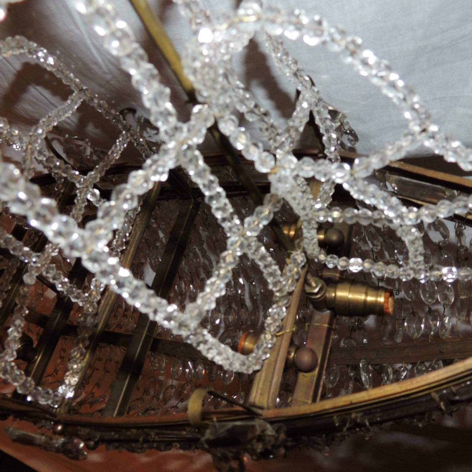 Wonderful Beaded Crystal Bronze Sailboat Ship Boat Chandelier Five-Light Fixture 1