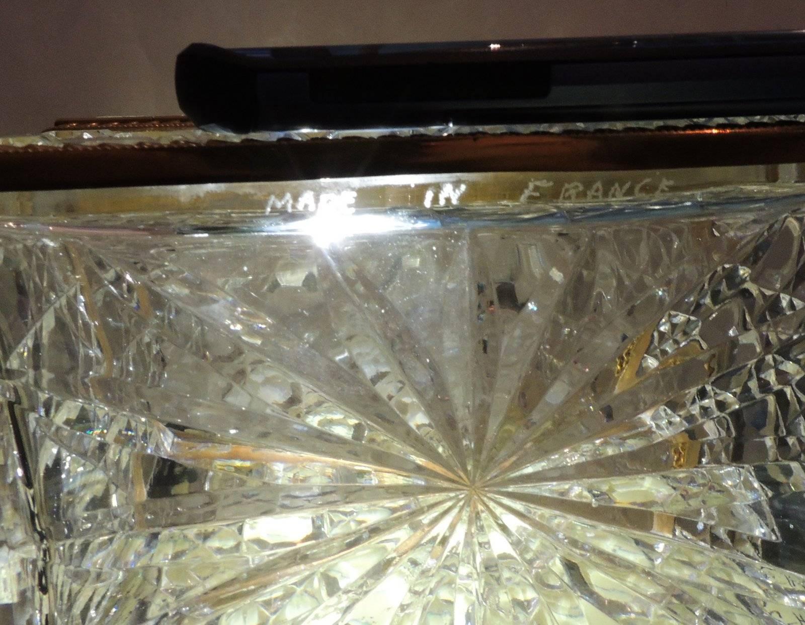 French Ormolu Faceted Cut Crystal Dome Ormolu Wreath Bow Box Casket Jewelry Case 3