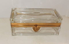 Beautiful Doré Bronze Beveled Crystal Glass Casket Jewelry Box