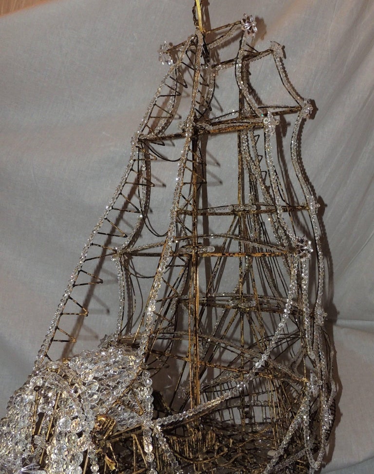 Beautiful Vintage Large Italian Crystal, Crystal Ship Chandelier Horchowl