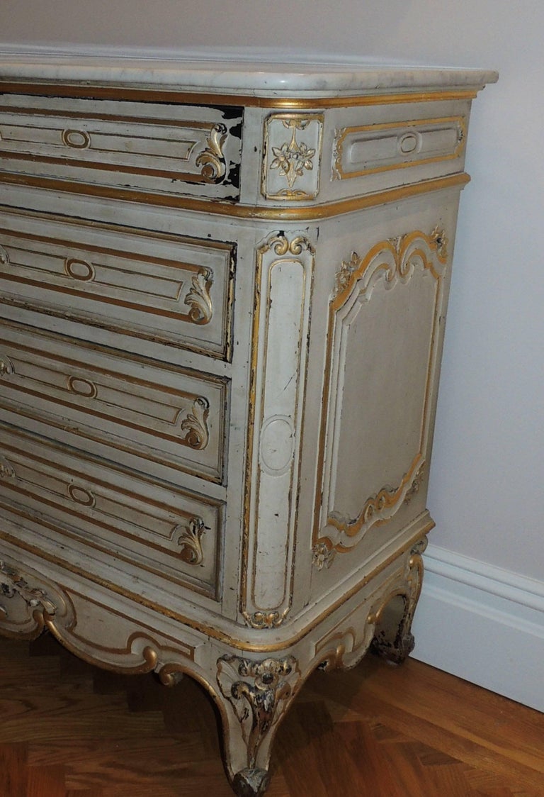 Wonderful White Wash Gilt Country French Dresser Chest of Drawers
