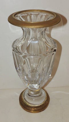 Wonderful Pair of French Empire Gilt Dore Bronze Fluted Crystal Ormolu Urn Vases