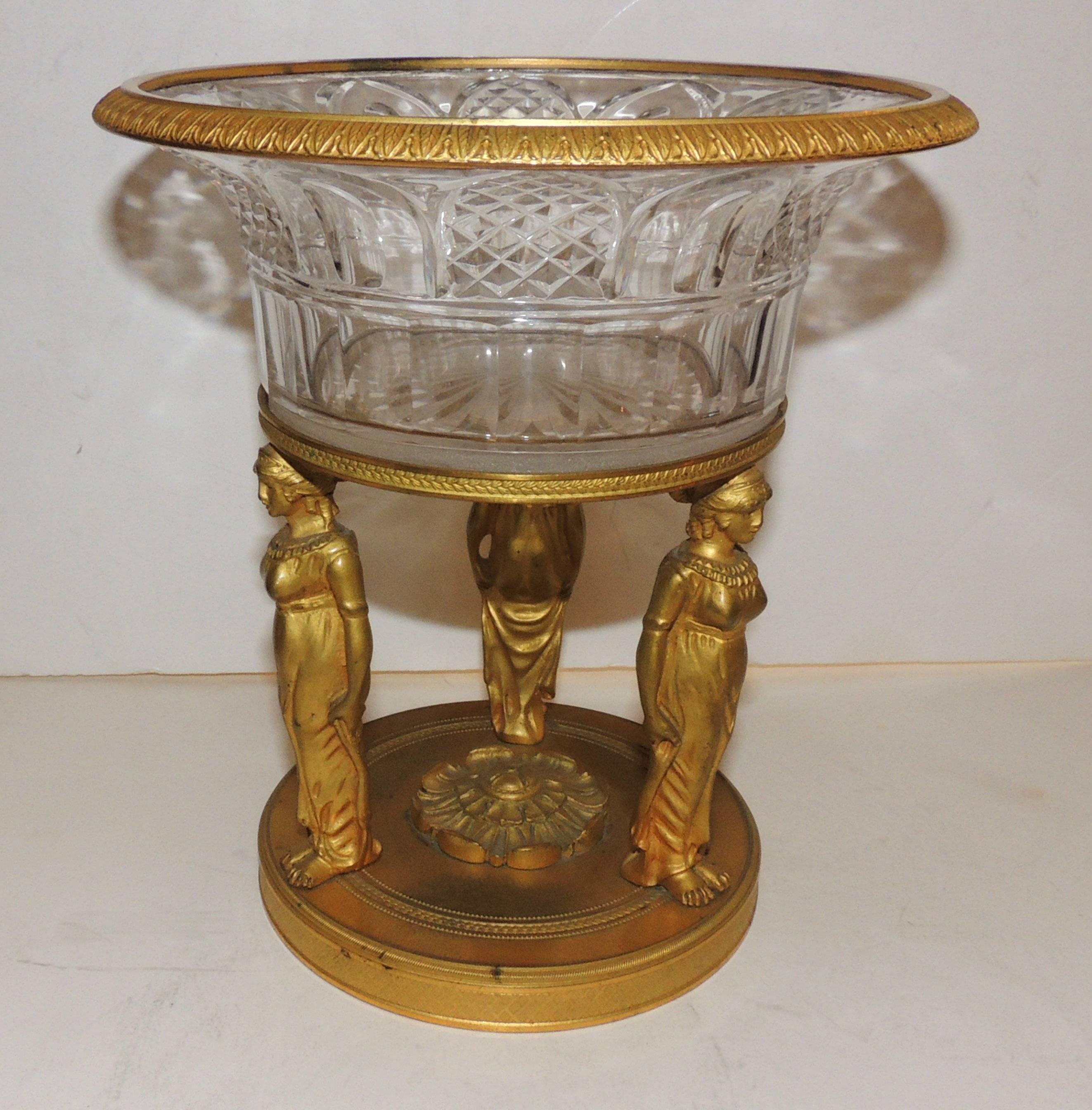 A wonderful French Empire doré bronze and cut crystal figural neoclassical centrepiece
Measures: 7.5