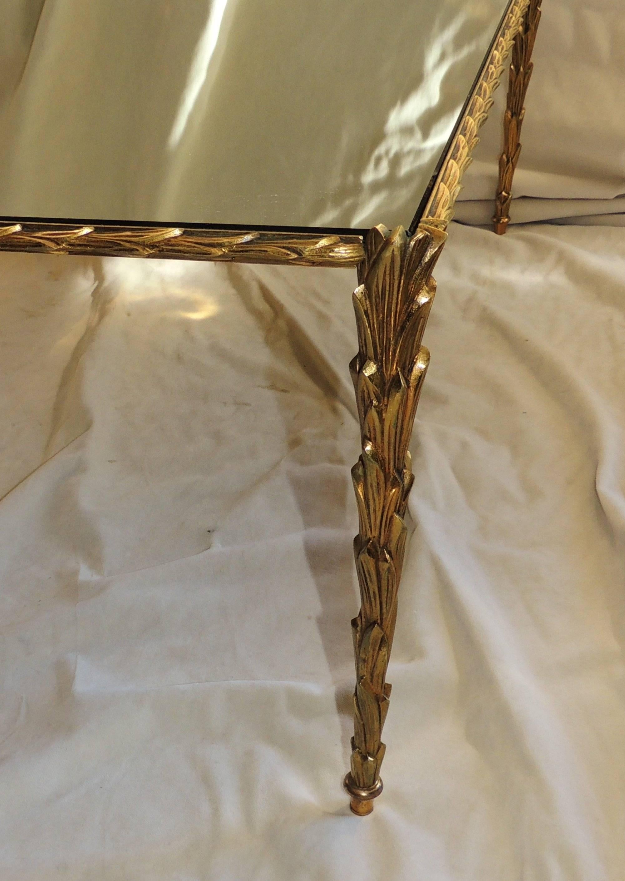 Gilt French Bronze Mirror Glass Coffee Cocktail Table Branch Guerin Bagues Jansen