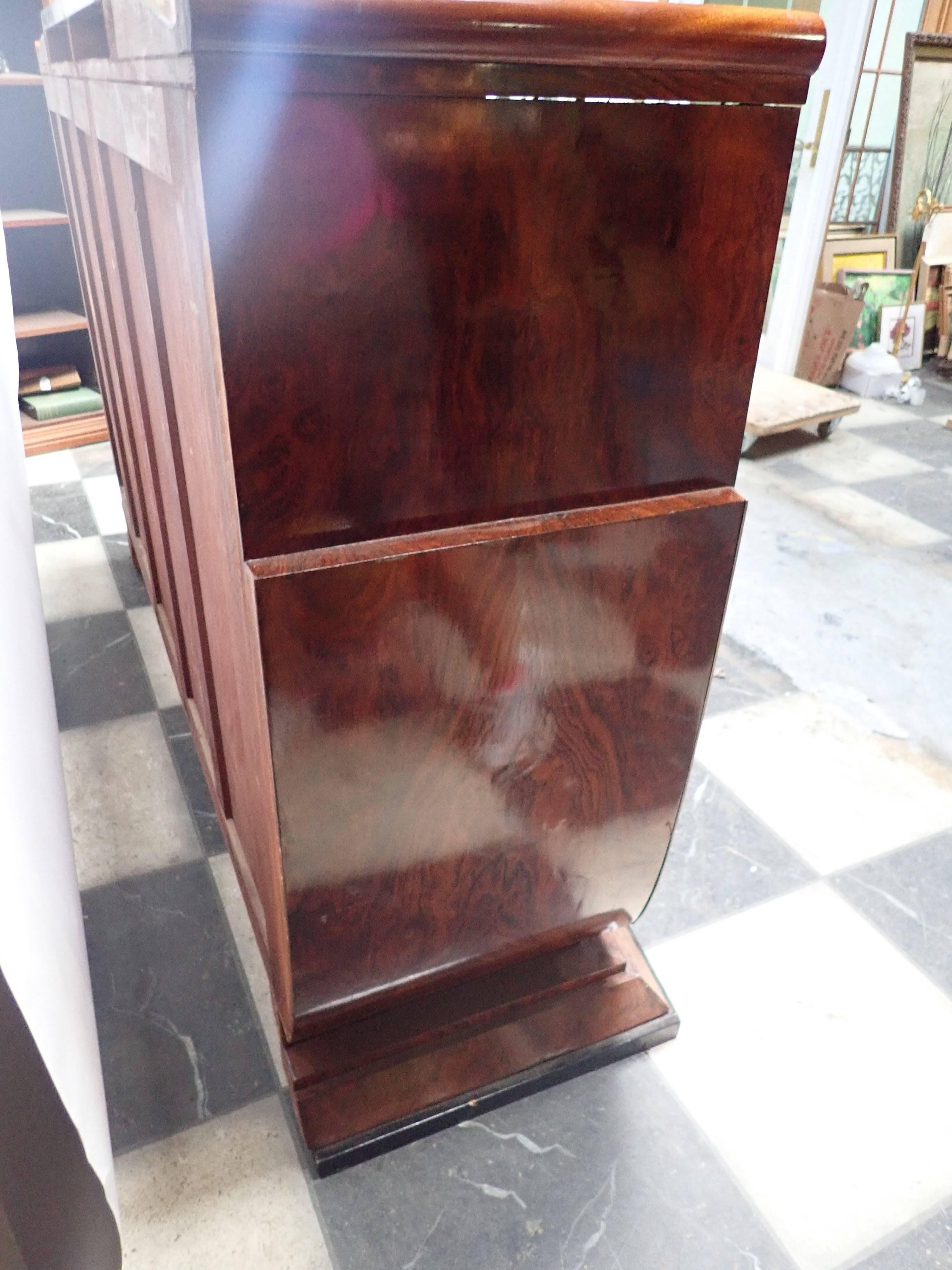 French Art Deco Marble U-Shaped Rosewood Buffet Side Board Dresser Cabinet 2