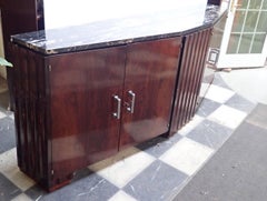 French Art Deco Portoro Bouno Marble-Top Rosewood Buffet or Sideboard