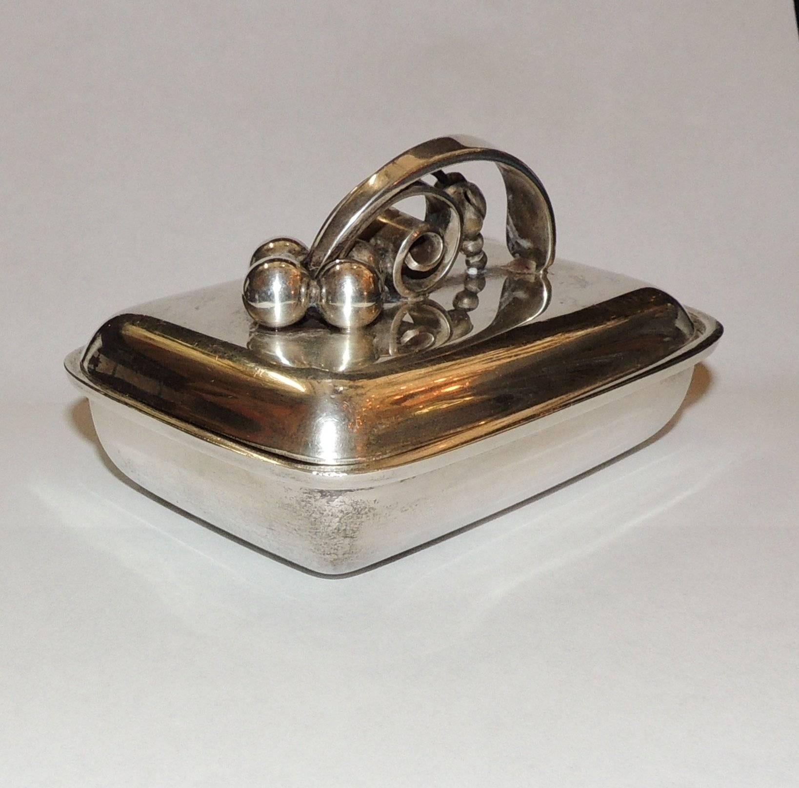 Danish Wonderful Alfonse La Paglia Georg Jensen Sterling Silver Modernist Box Handle For Sale